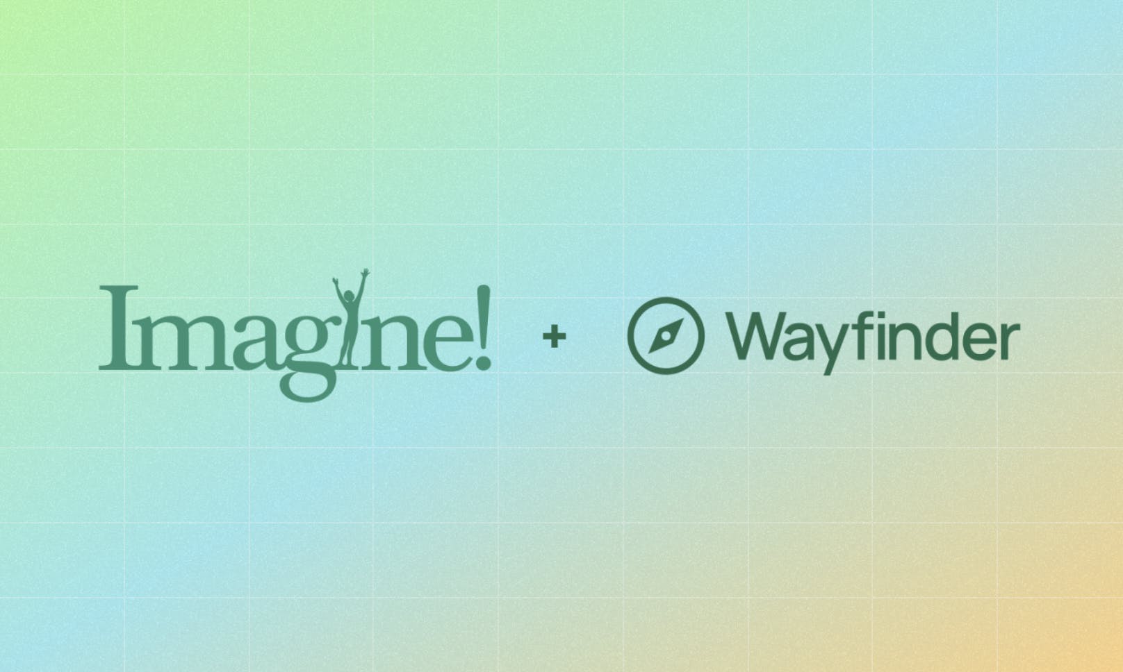 Imagine and Wayfinder's logos against a gradient backdrop.